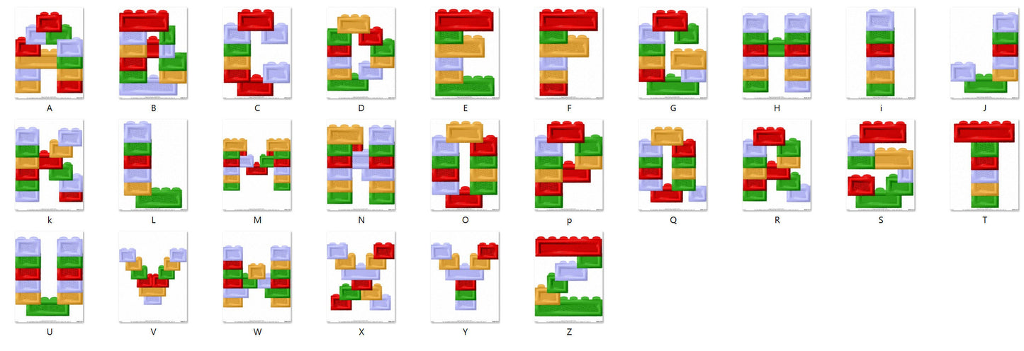 Bricks Fill Stitch Block Font