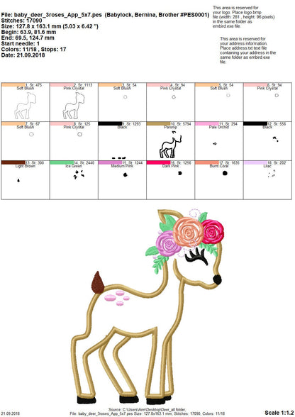 Little Baby Deer Fawn with Flowers