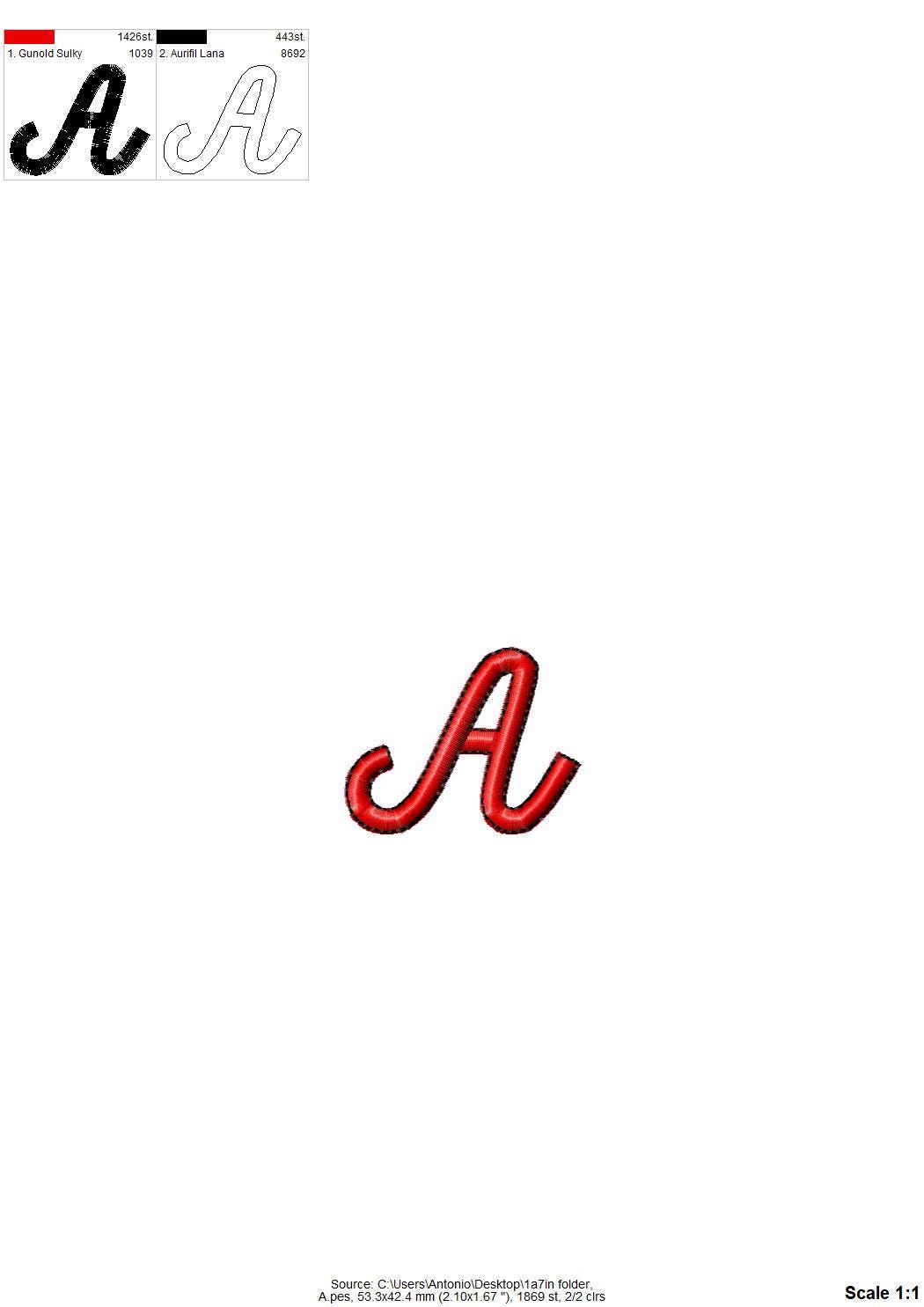 Satin stitch FONT with bean outline cursive script handwritten Font