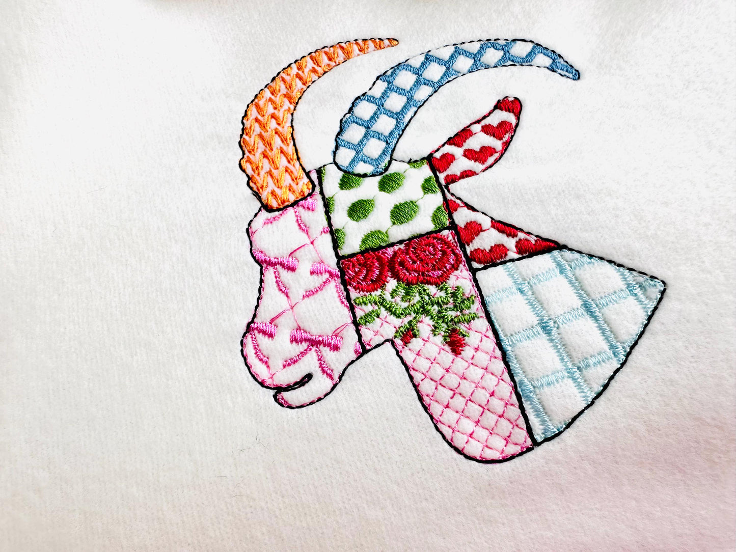 Patchwork Goat face Farm animal patterned Goat head silhouette outline