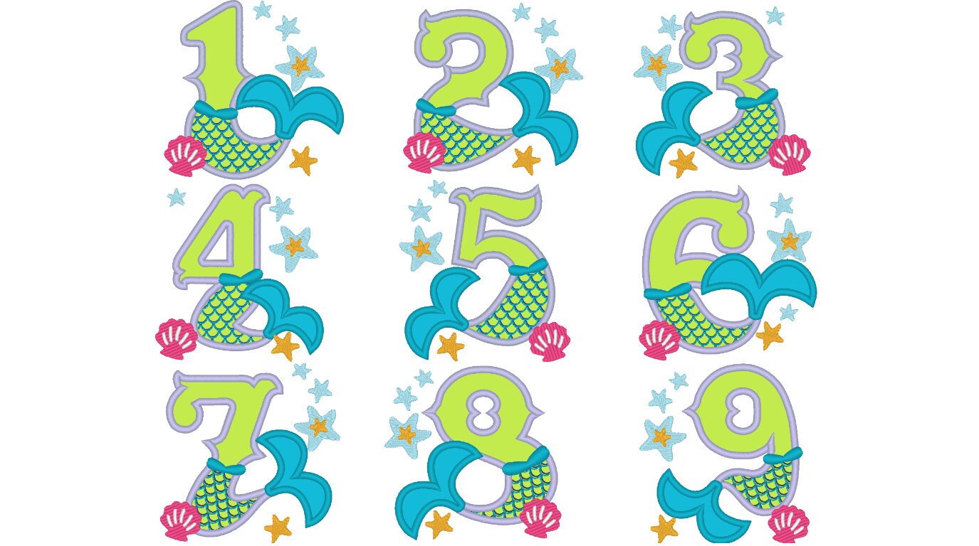 Mermaid Tail Birthday Number Applique