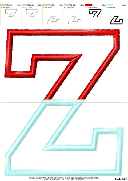 2-Color Block Split Font Applique