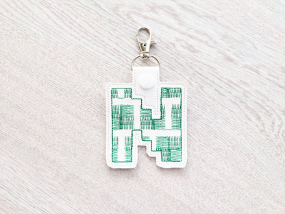 Pixel Miner Bricks Monogram Keychain