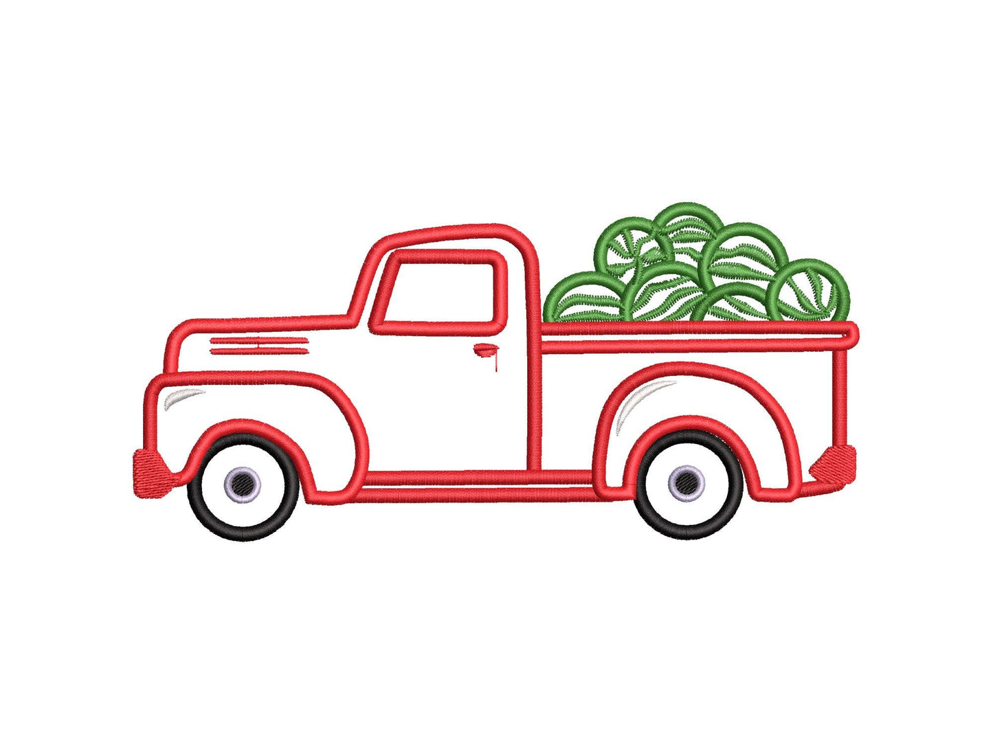 Summer farm Vintage station wagon Red Truck with watermelons Applique