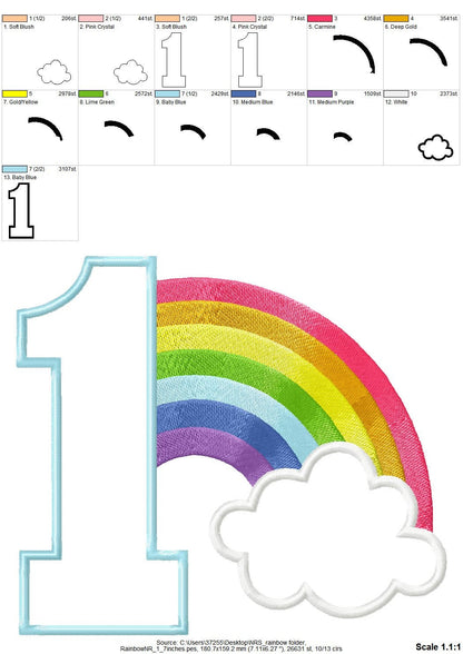Rainbow in Cloud Birthday Numbers