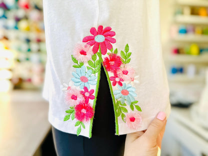 Fringed Floral Split Side Seam