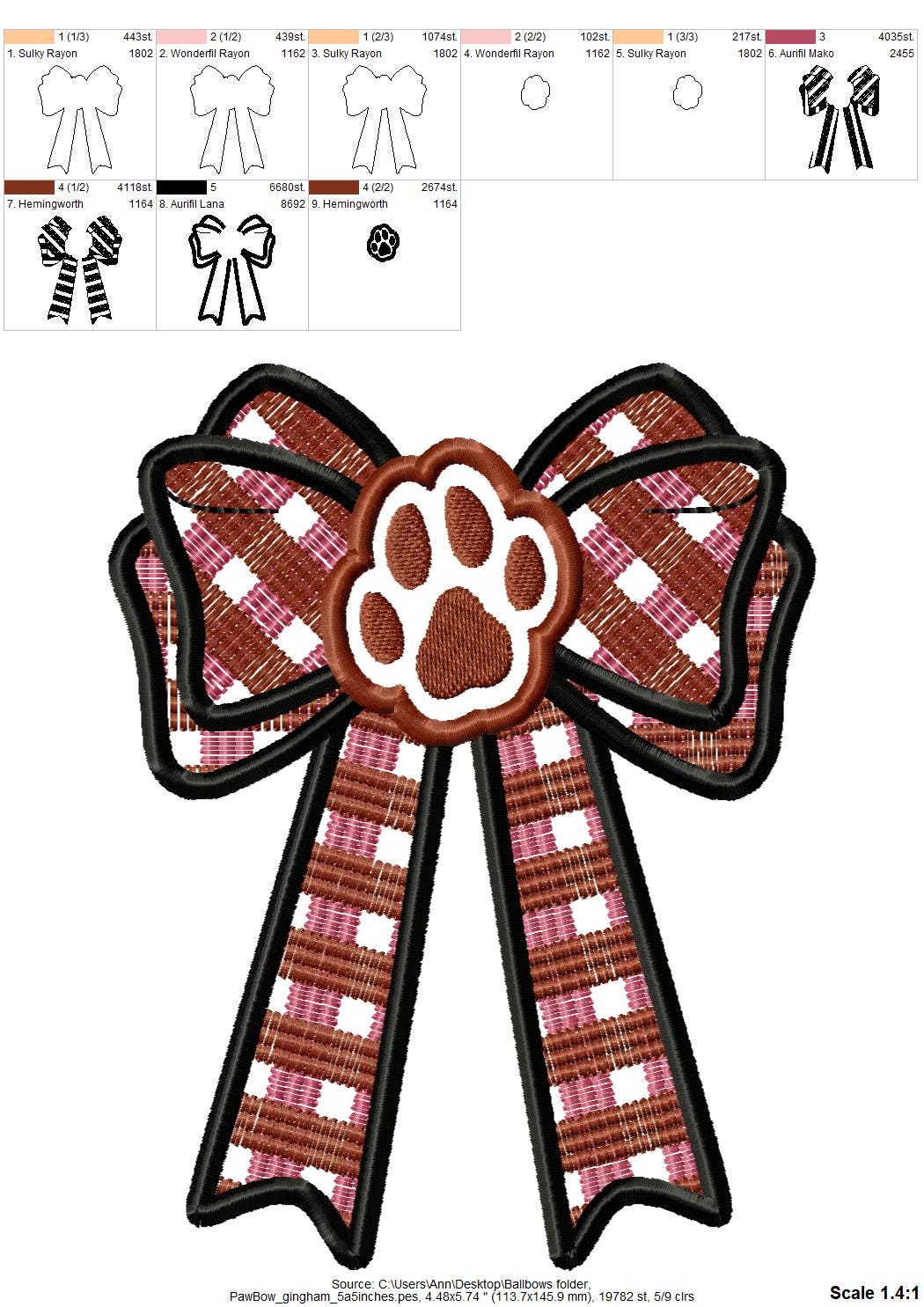 Puppy Paw and Gingham Plaid Bow