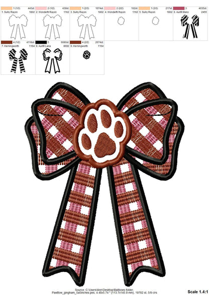 Puppy Paw and Gingham Plaid Bow