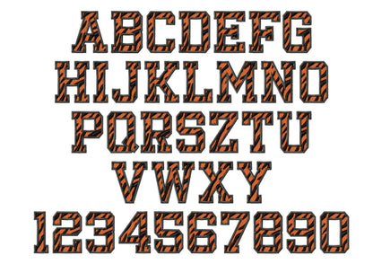 Tiger Print Varsity Sport Font Fill Stitch