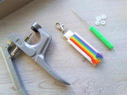 Fringed Rainbow key fob snap tab ITH in the hoop machine embroidery