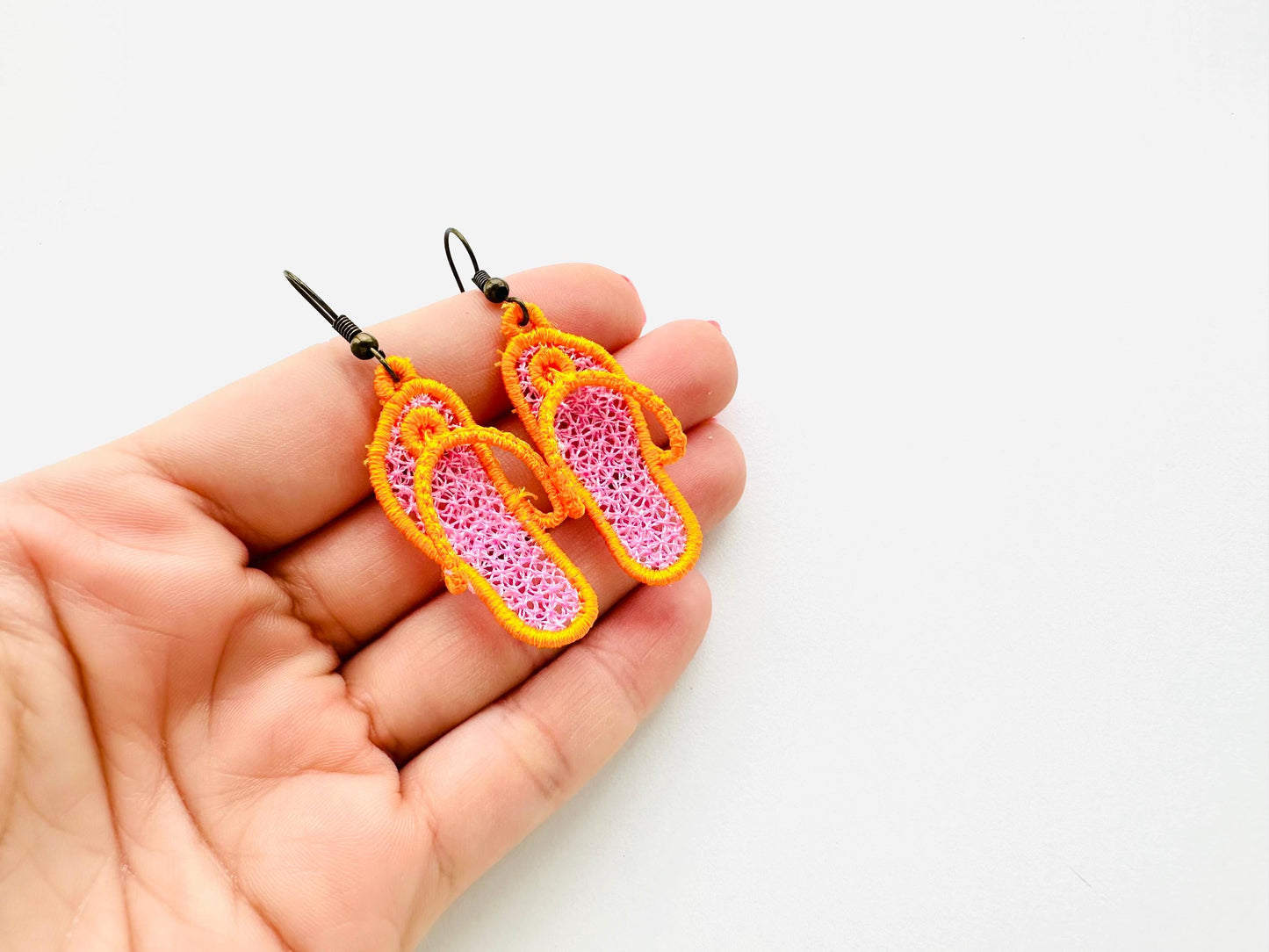 Summer Flip Flops earrings charm FSL freestanding lace 3D dimensional