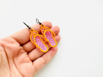 Summer Flip Flops earrings charm FSL freestanding lace 3D dimensional