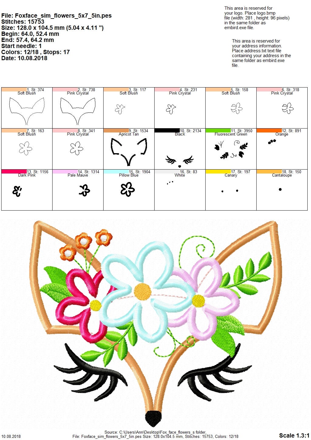 Pretty Eyes Fox Face Applique