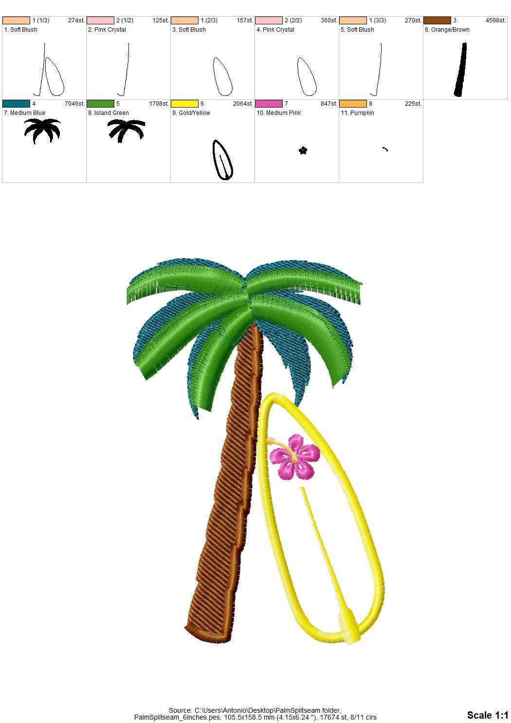 Summer Beach Palm And Surfing Board