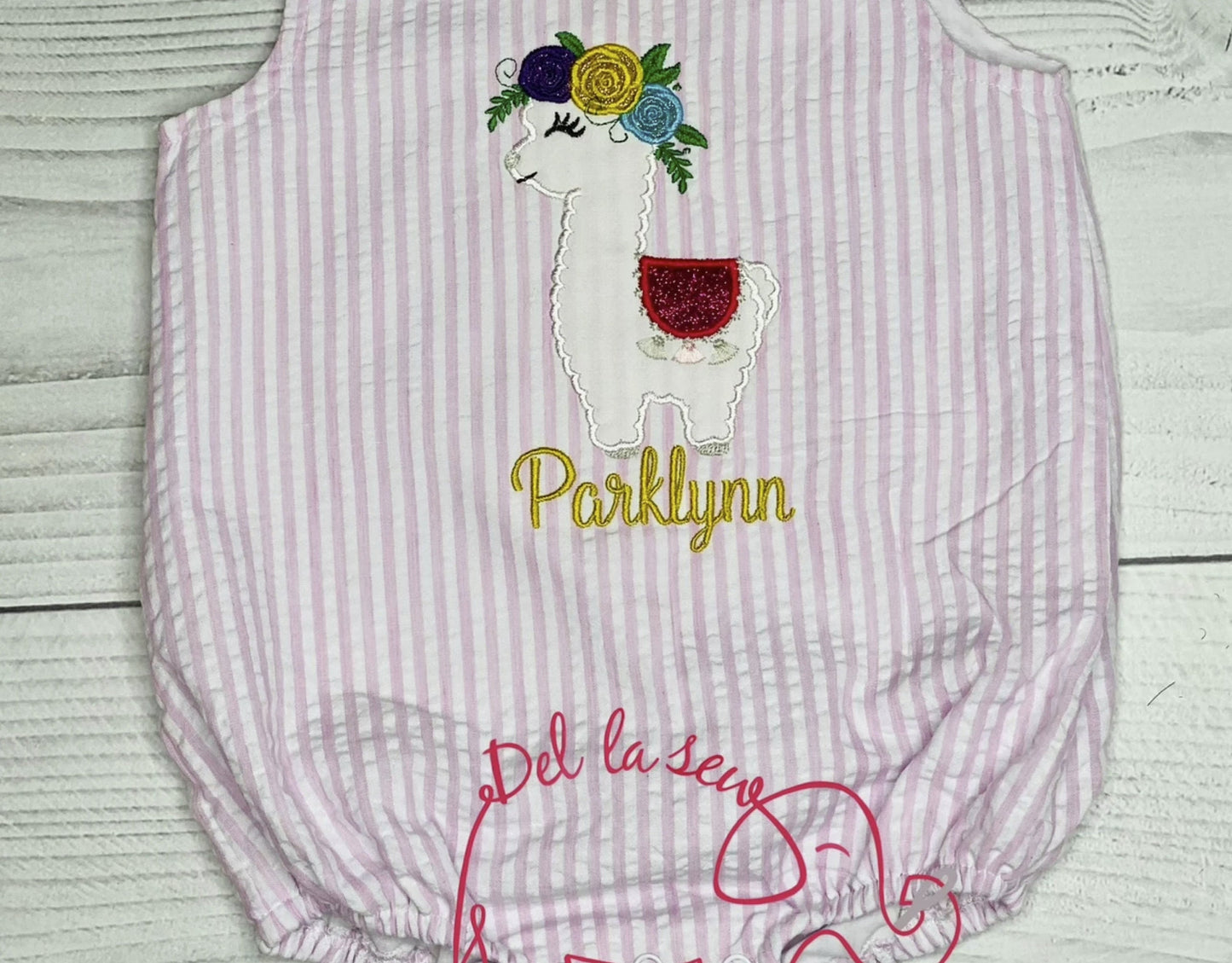 Little Baby Llama with Floral Crown Applique