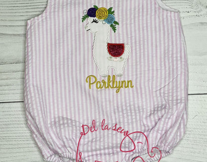 Little Baby Llama with Floral Crown Applique