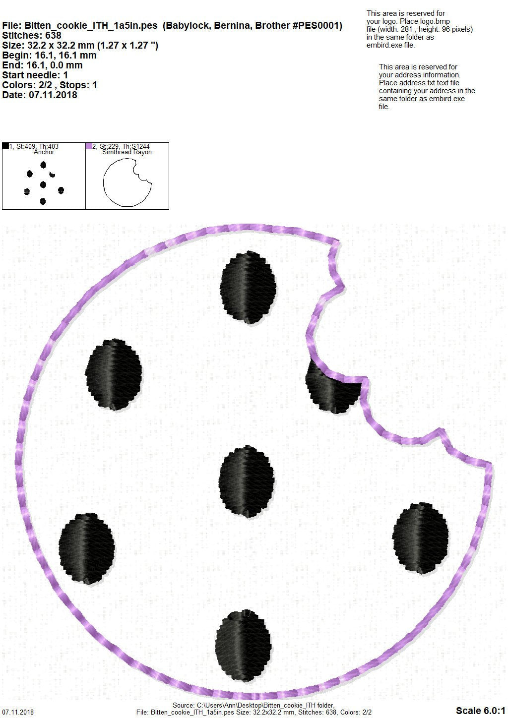 Bitten Cookie Feltie Patch