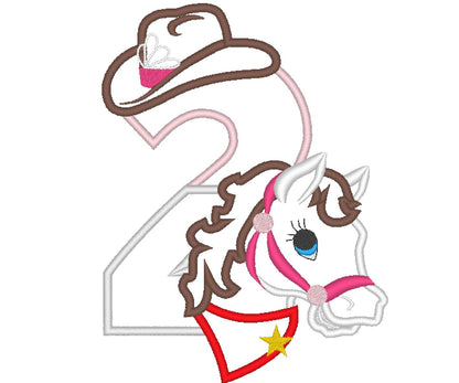 Cowgirl Hat and Horse Birthday Number