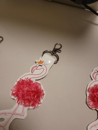Princess Crown Fringed Flamingo Keychain ITH