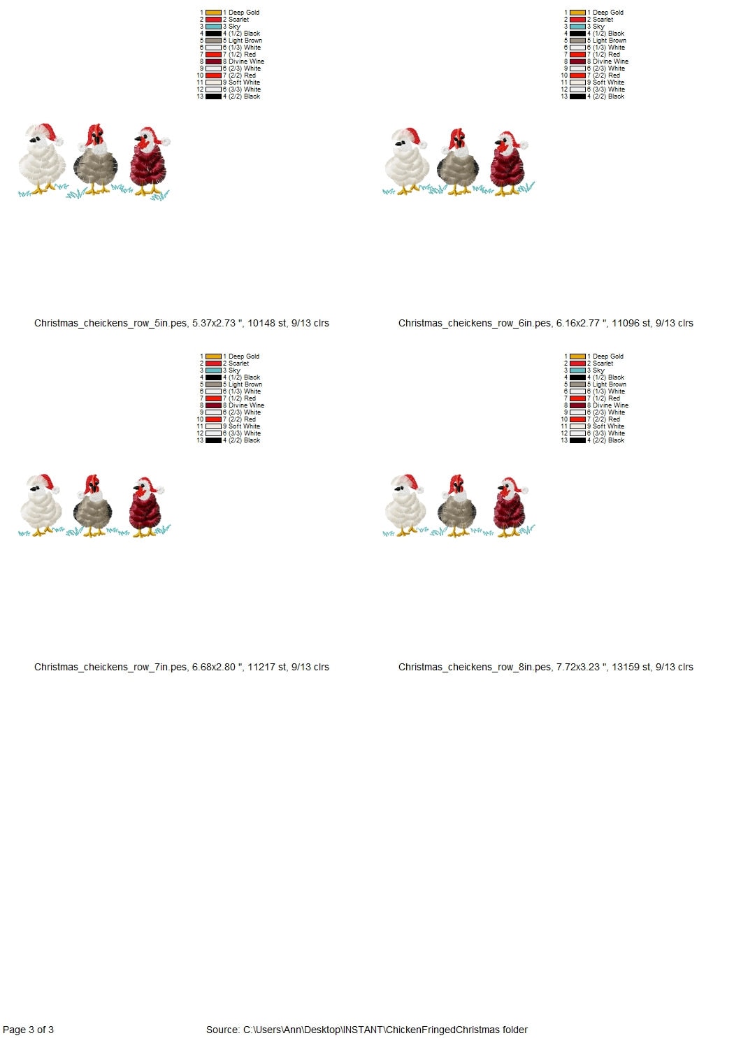 Christmas chhicken Santa Set of 3