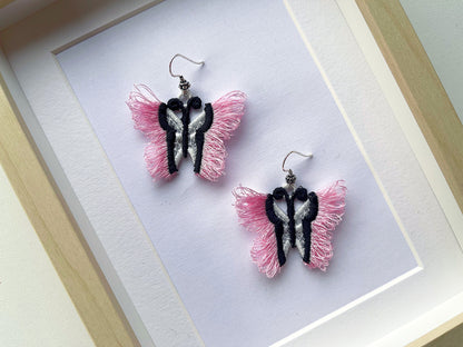 Fringed lace Butterfly earrings charm necklace pendant FSL freestanding