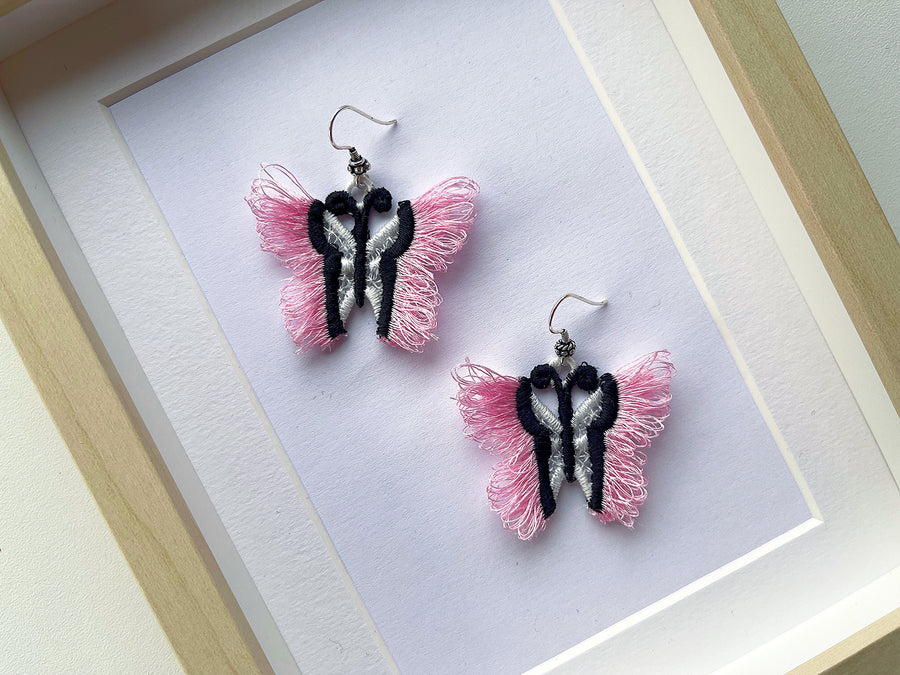 Fringed lace Butterfly earrings charm necklace pendant FSL freestanding