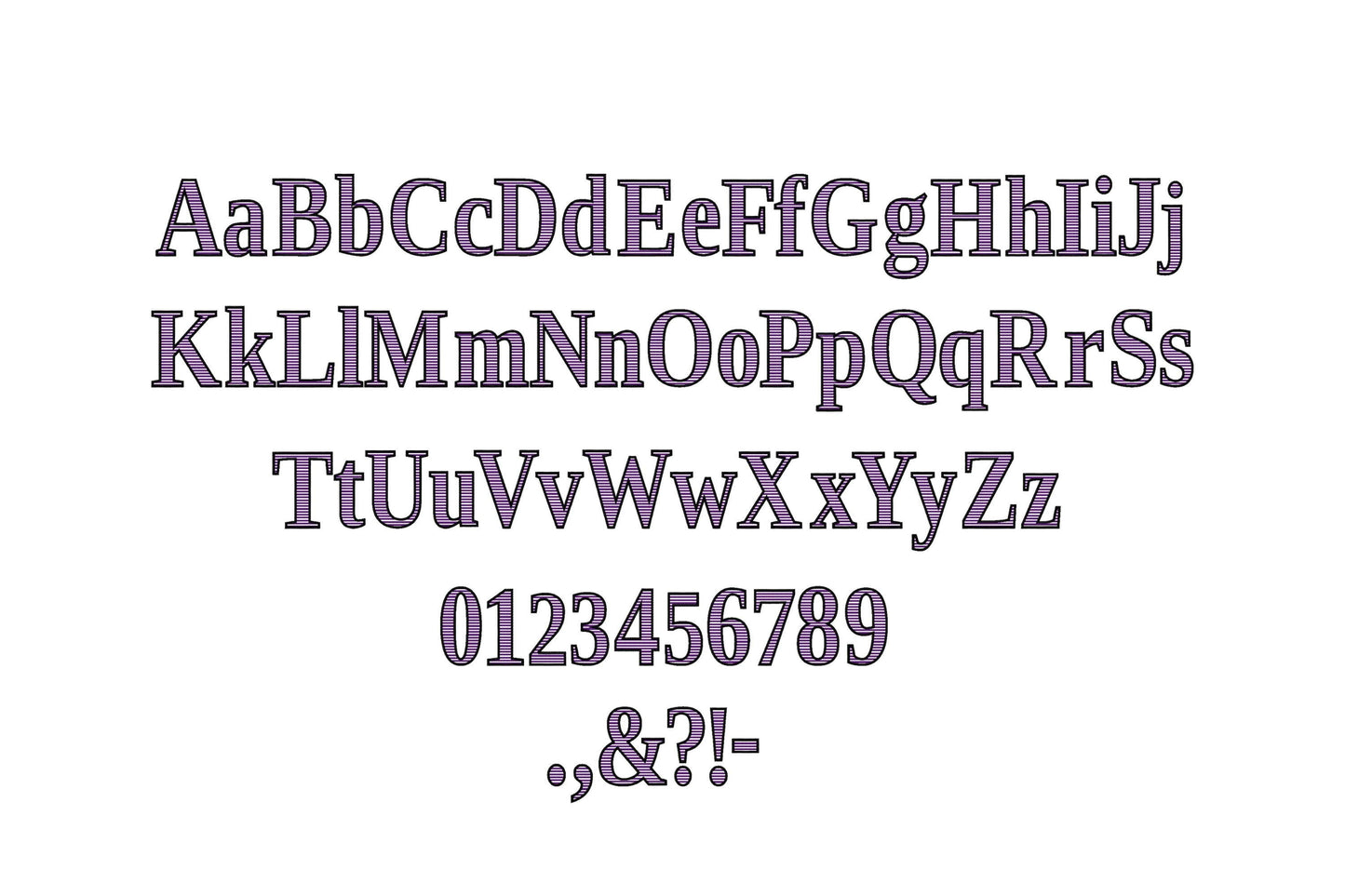 Block Striped Font Satin Stitch