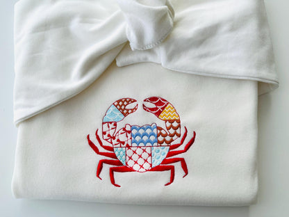 Patchwork Patterned Crab with Pincers