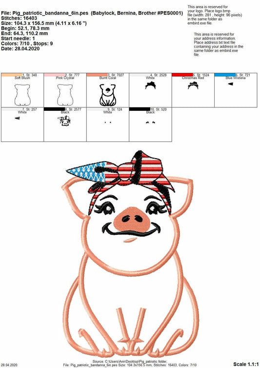 4th of July Patriotic Piggie