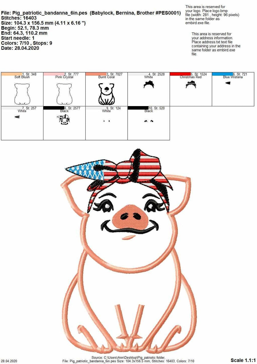 4th of July Patriotic Piggie
