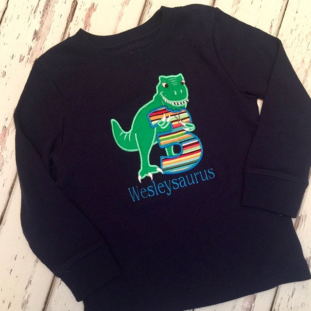 T-Rex Birthday Number Three Applique