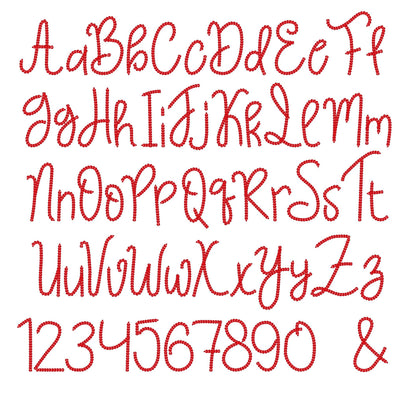 Narrow Bold Authentic Hand Chain stitch FONT machine embroidery designs