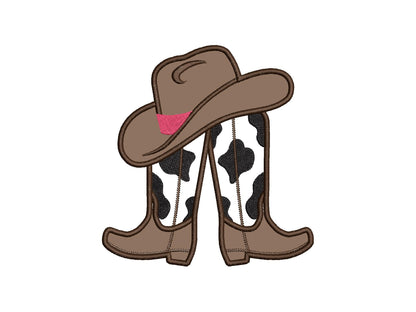 Cowgirl Cowboy Boots and Hat Applique