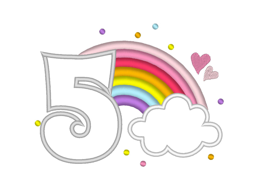 Cute Rainbow Birthday Number 5