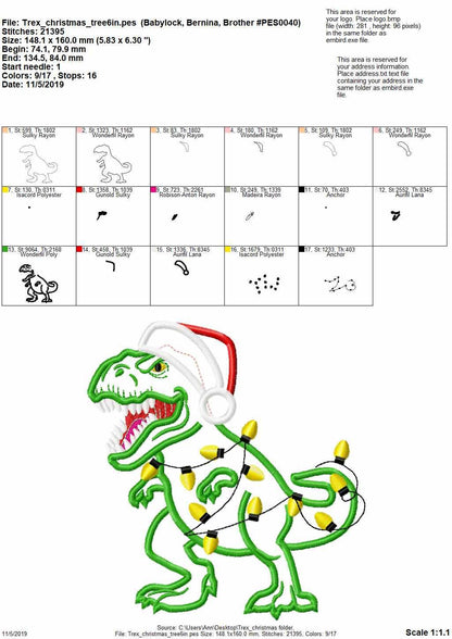 Christmas T-Rex Dinosaur Santa Hat