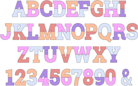 Light applique font Open Edge Raggedy Applique Alphabet bean stitch