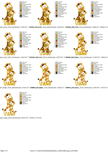 Giraffe Big Little Sister Brother Applique