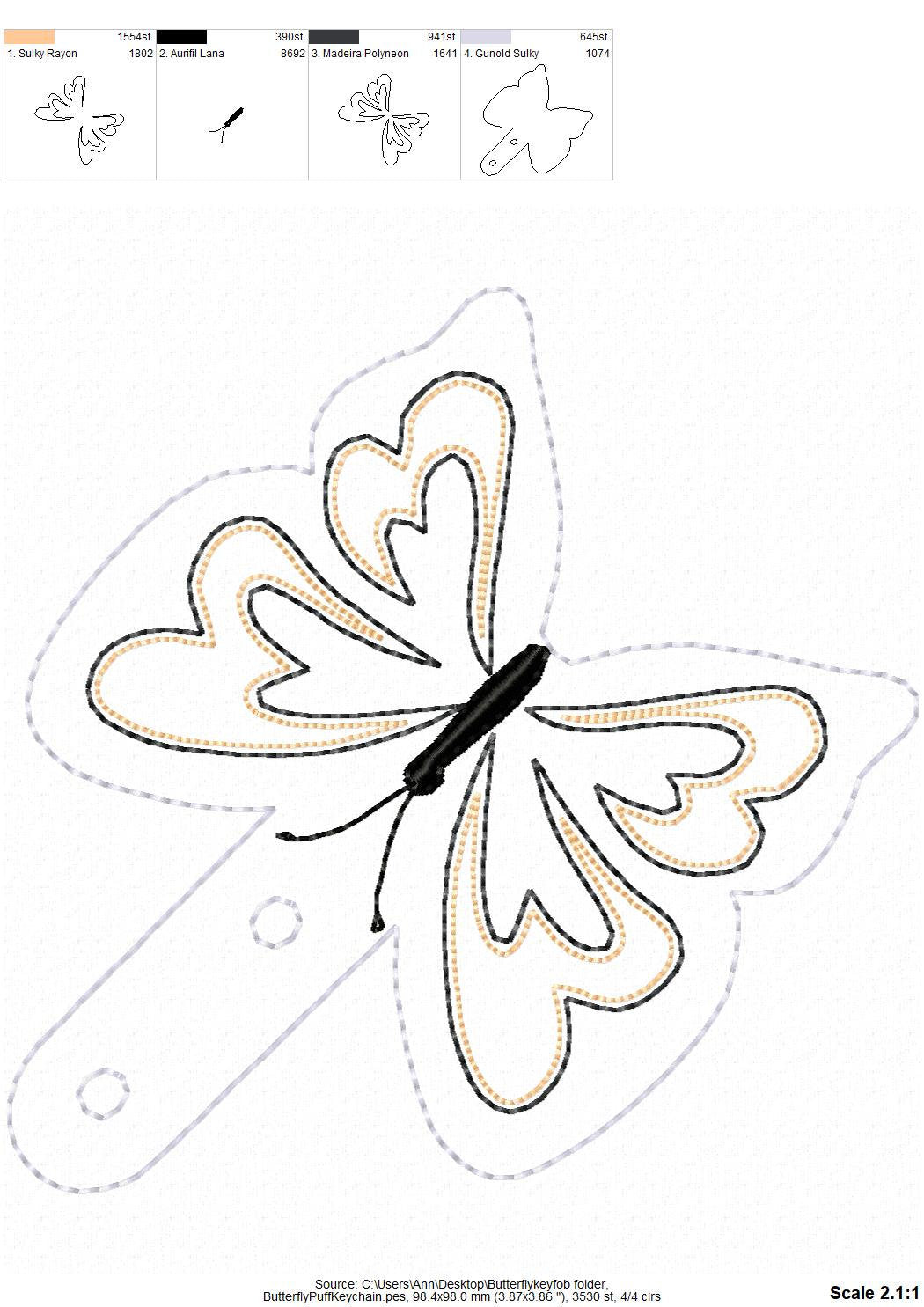 Special Puffy Puff Foam Butterfly Keychain