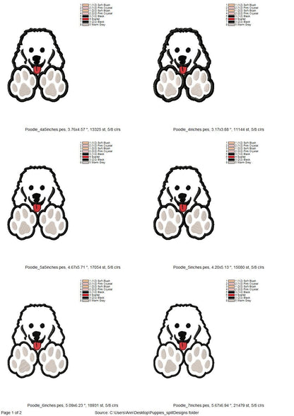 Poodle Puppy and Paw Applique