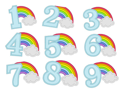 Rainbow in Cloud Birthday Numbers