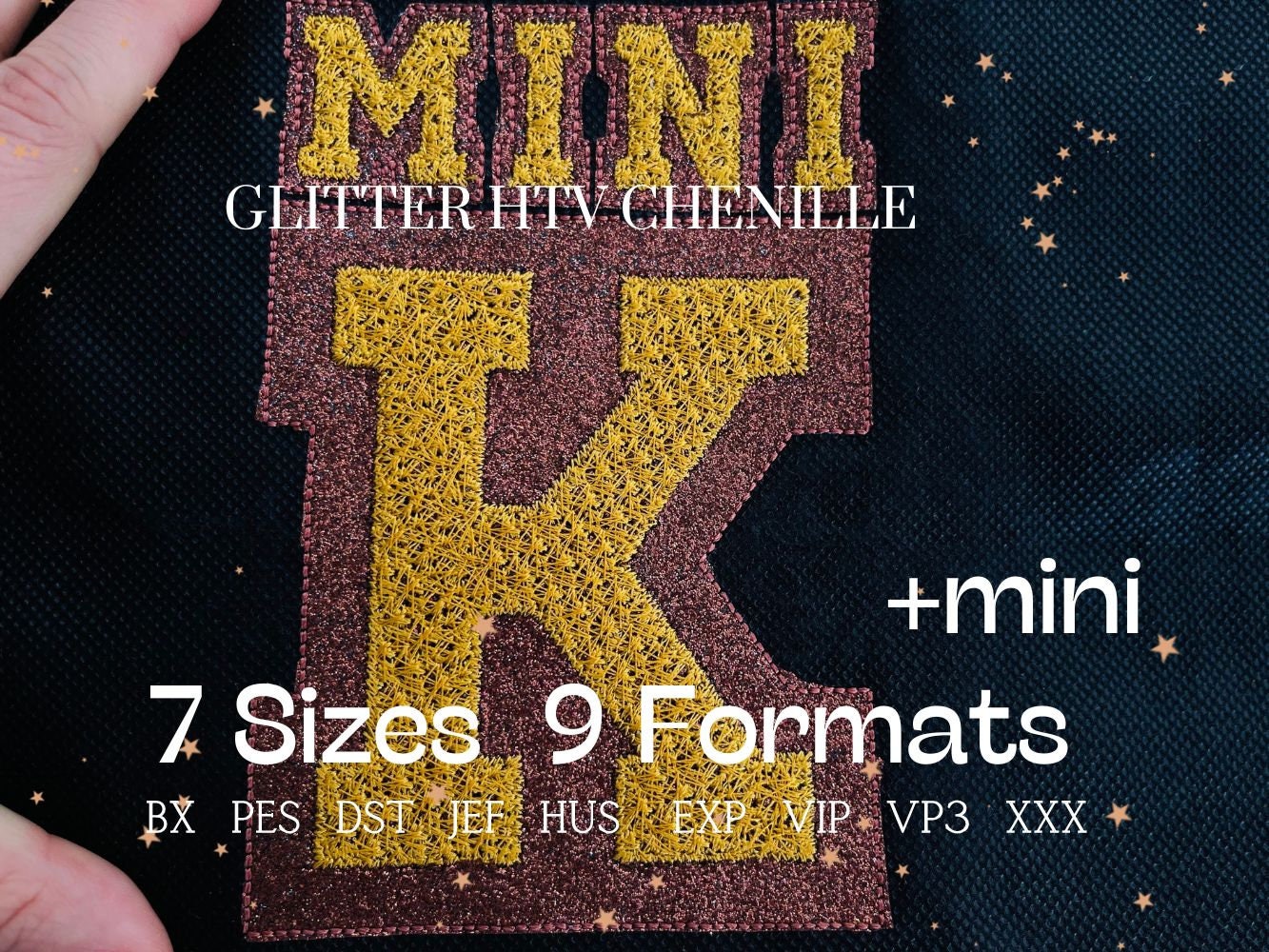 Glitter HTV Vinyl Narrow Block Font