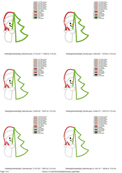 Christmas Peeking Snowman Applique