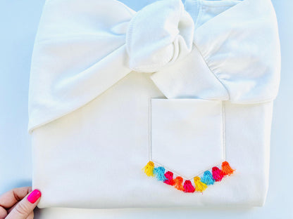 Genuine Pocket Applique with Fringed Tassels