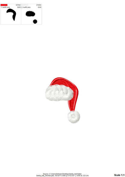 Small Fringed Santa Hat Christmas gnome hat machine embroidery designs