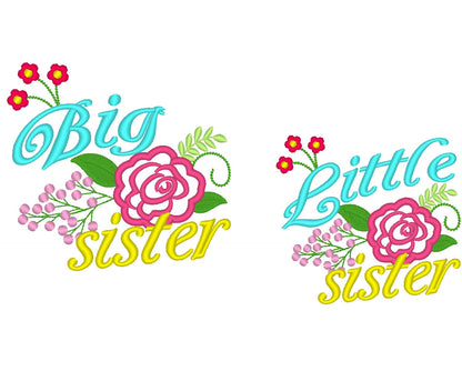 Little sister Big sister, sisters, shabby chic flowers, roses, saying 2