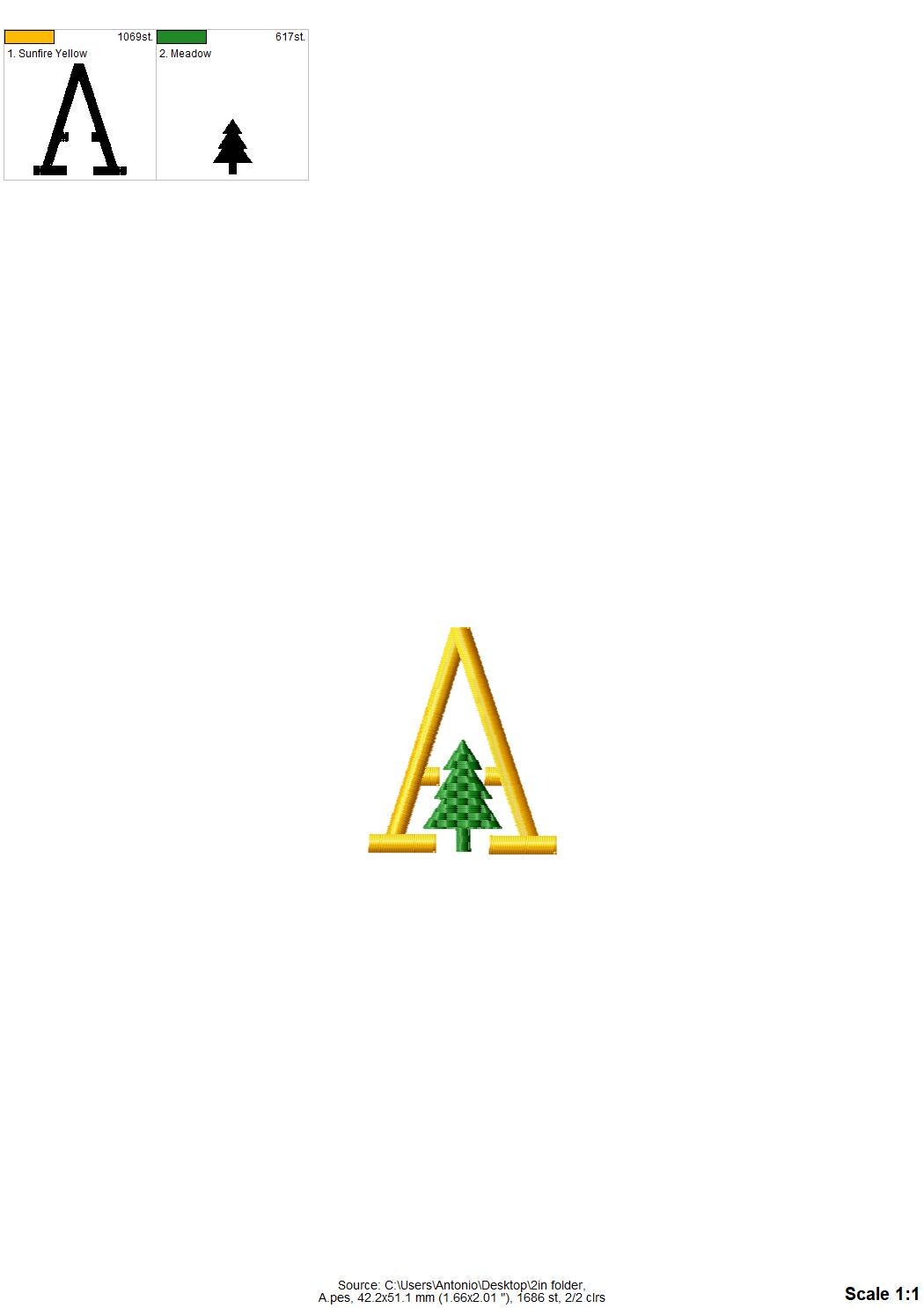 Christmas Tree Font Set of 2