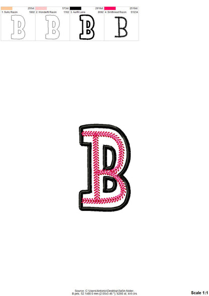 Baseball Stitch Sport Font Applique