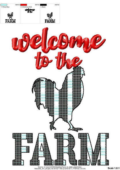 Welcome To The Farm Saying and Chicken