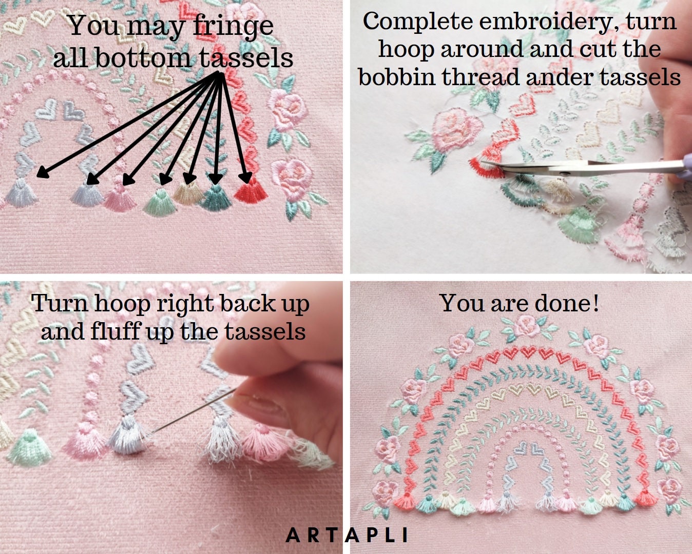 Boho Floral Rainbow with Fringed Tassels