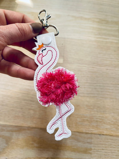 Princess Crown Fringed Flamingo Keychain ITH